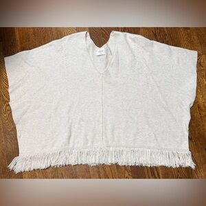 Wrap London 100% Organic Cotton Fringe Knit Sweater Poncho Top Sz 10